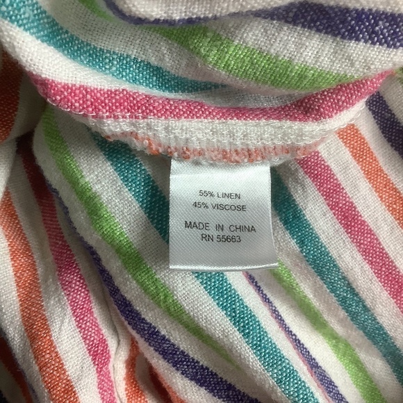 Linen Blend Striped Straight Leg Drawstring Pants L - Picture 9 of 11